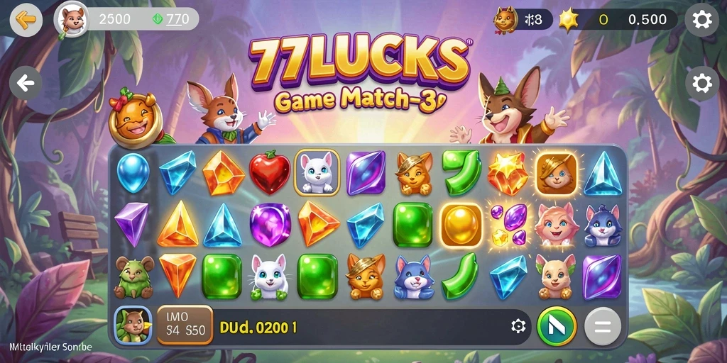 Tangkapan layar utama dari gameplay <strong>77LUCKS</strong> yang penuh warna dan seru.