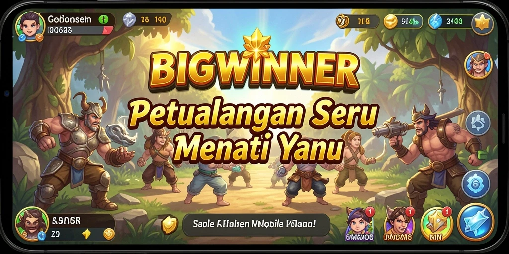 Tangkapan layar menunjukkan gameplay seru dalam dunia adventure BIGWINNER.