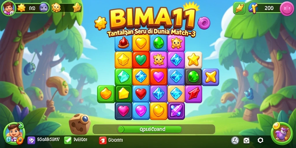 Screenshot BIMA11 menampilkan kombinasi permata yang seru dalam gameplay Match-3.