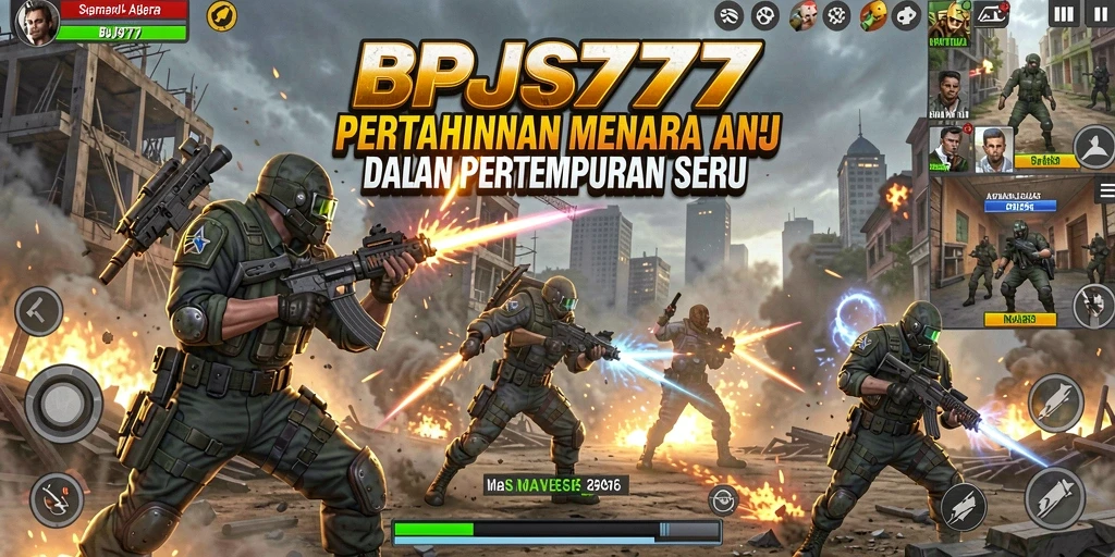 Tampilan gameplay BPJS777 dengan menara dan musuh bertarung.