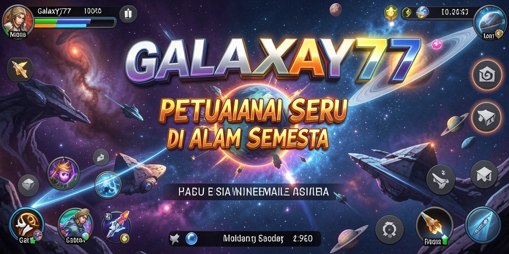 Tampilan gameplay seru di GALAXY77 dengan eksplorasi luar angkasa.