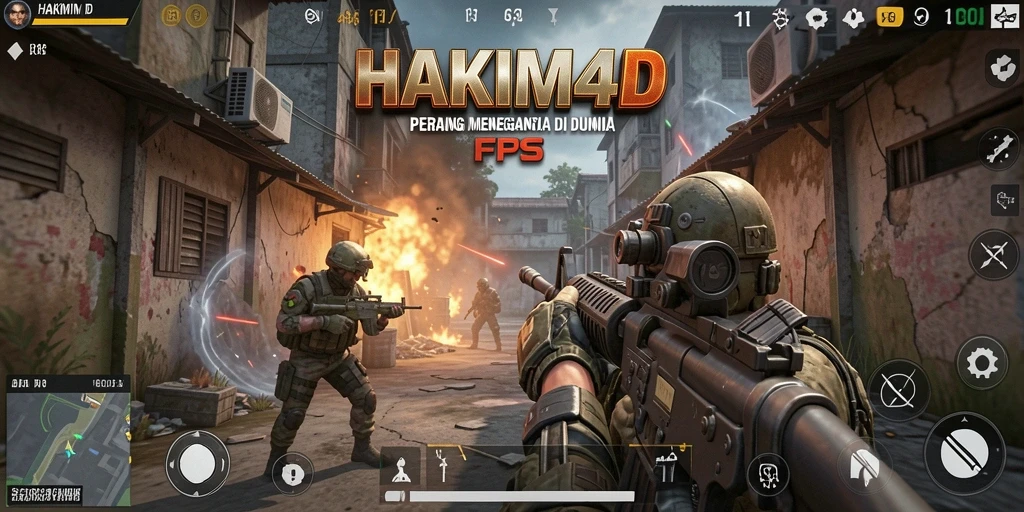 Screenshot HAKIM4D menampilkan aksi seru dalam pertempuran FPS.