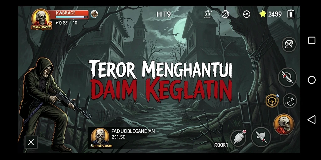 Screenshot gameplay HIT9 menampilkan suasana Horror yang mencekam dan penuh teka-teki.