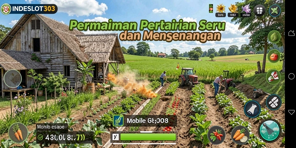 Screenshot gameplay INDESLOT303 yang menggambarkan kebun yang subur.