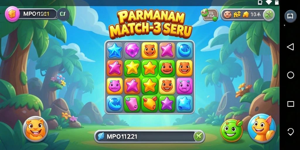 Tampilan gameplay Match-3 MPO1221 yang seru dan menantang.