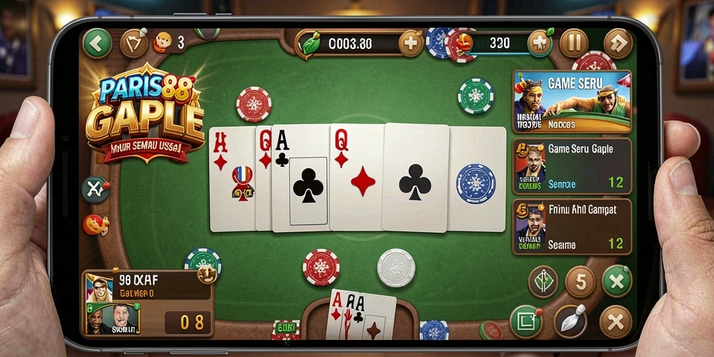 Screenshot utama PARIS88 menampilkan gameplay Gaple yang dinamis.