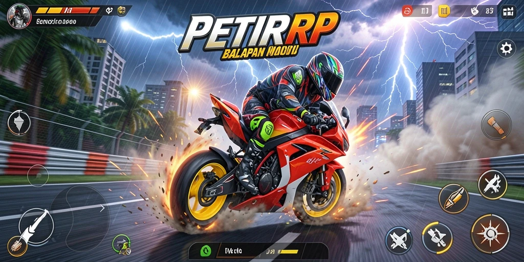 Gameplay seru balapan motor di lintasan yang menantang.