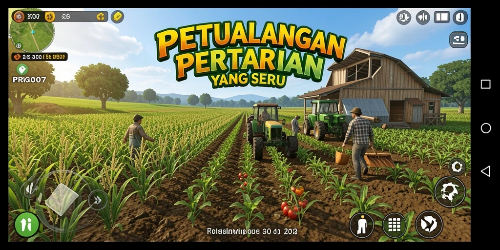 Screenshot utama PRG007 menunjukkan gameplay menarik dalam bertani.