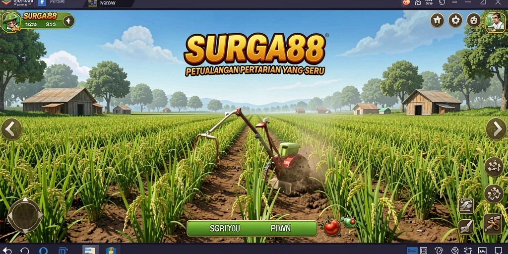Screenshot gameplay SURGA88, menunjukkan aktivitas bertani yang seru.