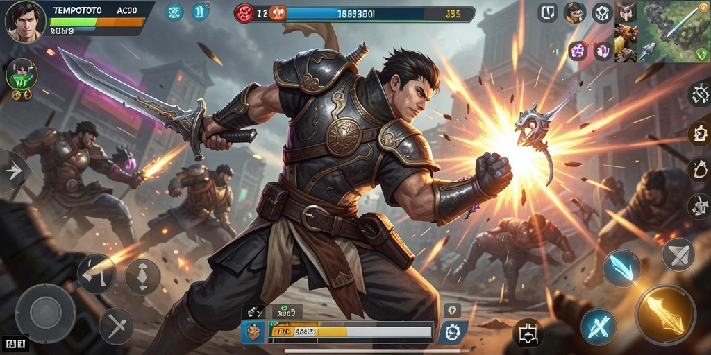 Tampilan gameplay TEMPOTOTO yang mendebarkan dan penuh aksi.