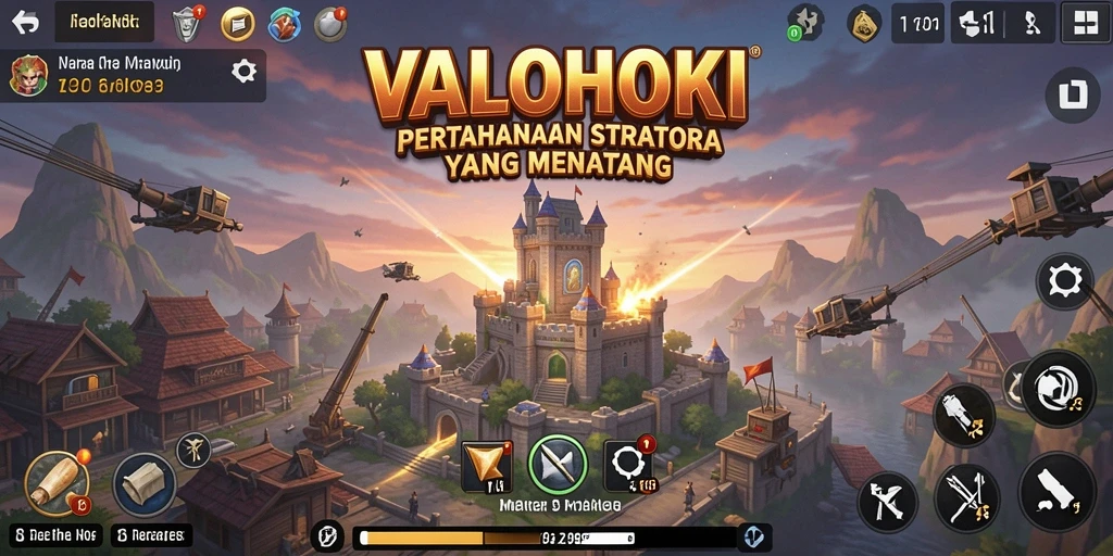 Tampilan gameplay seru dalam VALOHOKI dengan menara yang strategis.