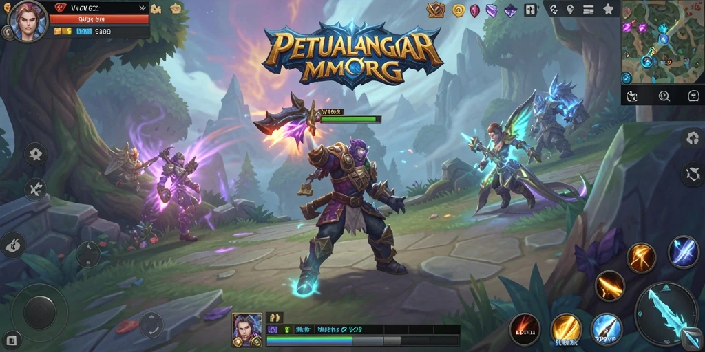 Screenshot gameplay VV62 yang menunjukkan pertempuran seru dalam dunia MMORPG.